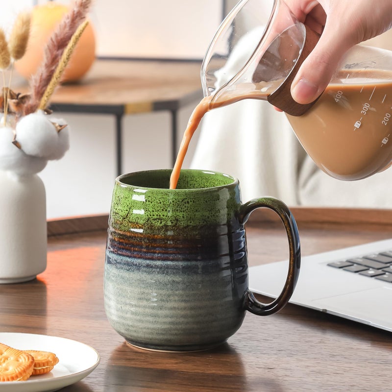HYTYSKAR Large Coffee Mugs, Extra Large Ceramic Coffee Mug, 23 oz Handmade Pottery Mug, Big Tea Cups with Handle for Office and Home, Dishwasher and Microwave Safe (Light Green) - Image 3