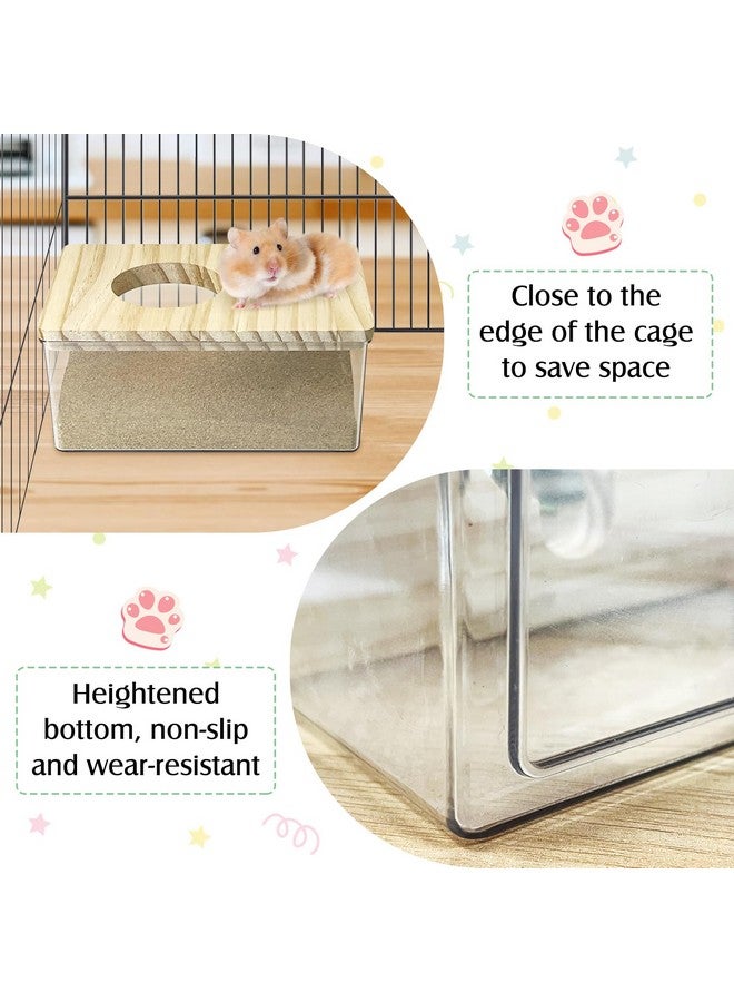 كاثسون صندوق حمام رمل الهامستر من كاثسون، أكريليك شفاف، حوض استحمام صغير للهامستر السوري، حاوية رمل حفر صغيرة مع سلم للتسلق ووعاء سيراميك، ملحقات قفص للفئران والقوارض - Image 4