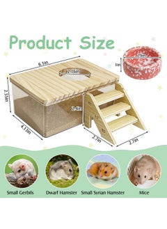 Kathson kathson Hamster Sand Bath Box Transparent Acrylic Small Syrian Hamster Shower Bathtub Small Gerbil Digging Sand Container with Climbing Ladder and Ceramic Bowl Cage Accessories for Lemmings Mice  - Image 2