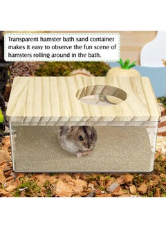 Kathson kathson Hamster Sand Bath Box Transparent Acrylic Small Syrian Hamster Shower Bathtub Small Gerbil Digging Sand Container with Climbing Ladder and Ceramic Bowl Cage Accessories for Lemmings Mice  - Image 5