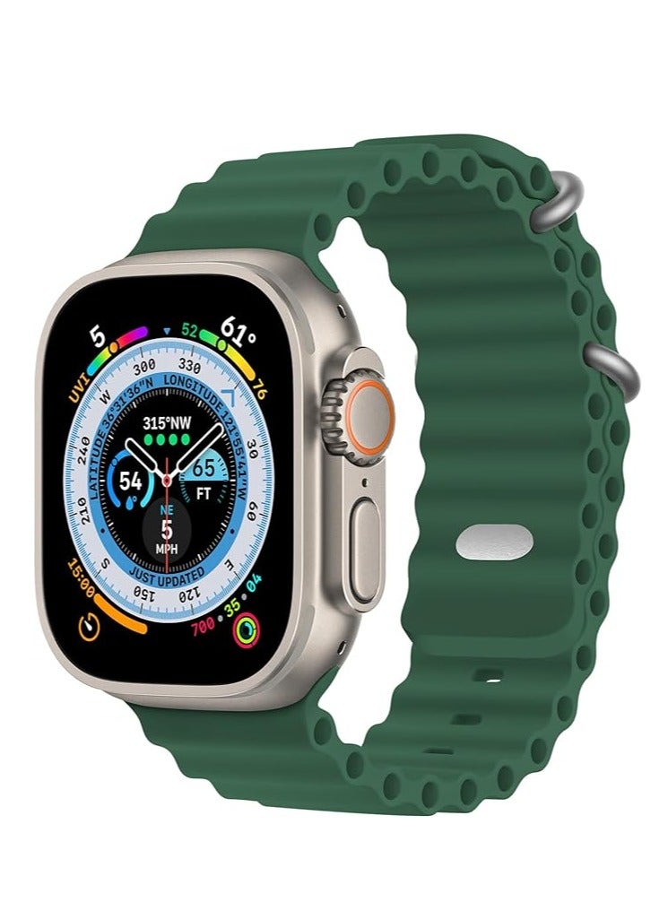 Sport New Silicone Band Compatible with Apple Watch Ultra Ocean 42/44/45/49mm Strap for iWatch Series Ultra 8 7 6 5 SE-Green - Image 1