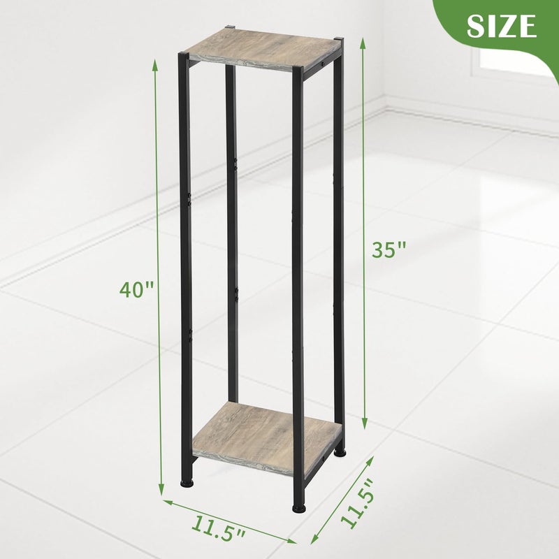 Dipion Extra Tall Plant Stand Indoor,40 Inch Plant Stands,2 Tier Metal Plant Stand with Heavy Duty Wood,Greige and Black - Image 4