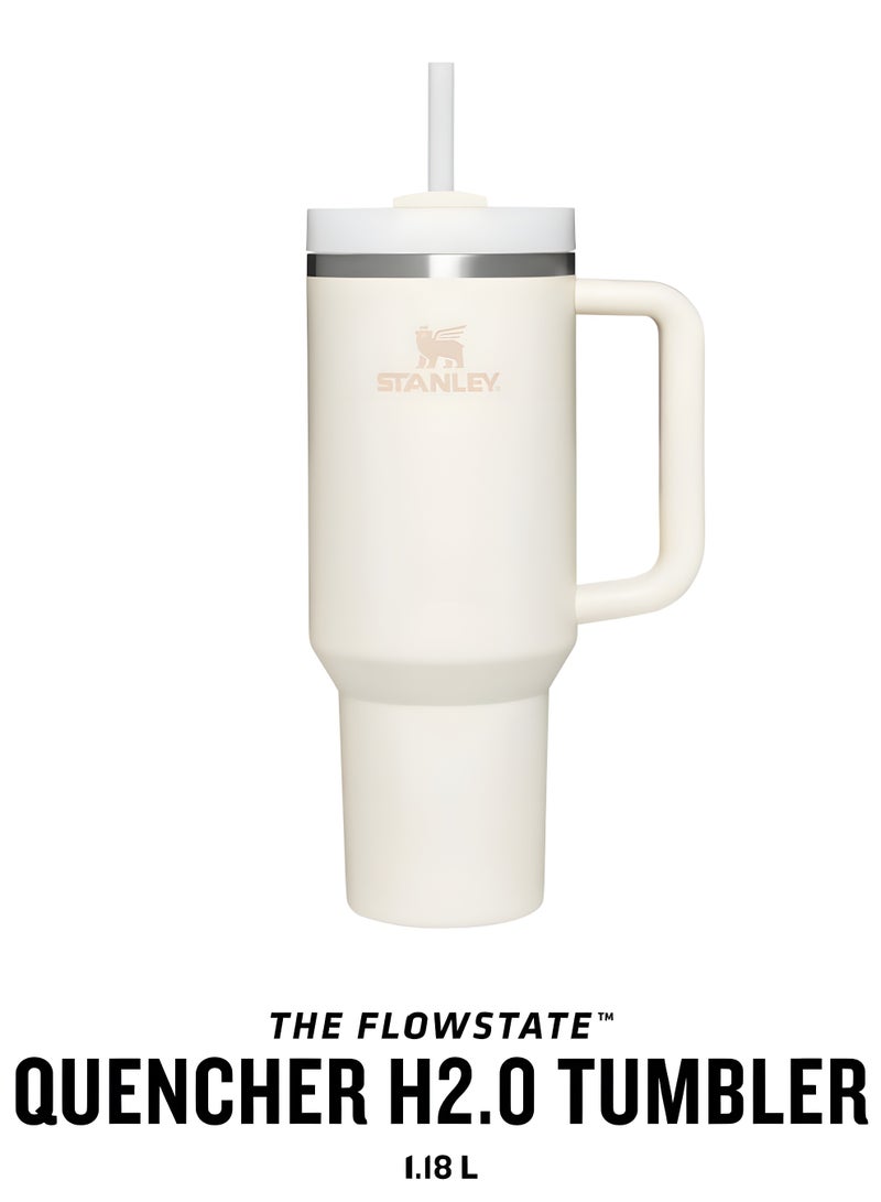Stanley Quencher H2.0 FlowState Vacuum Stainless Steel Water Bottle with Lid and Straw, BPA-Free, 40oz, 28x10x7.5cm (White) - Image 3