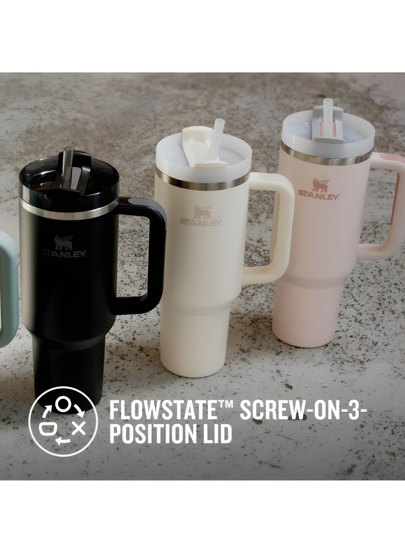 Stanley Quencher H2.0 FlowState Vacuum Stainless Steel Water Bottle with Lid and Straw, BPA-Free, 40oz, 28x10x7.5cm (White) - Image 5