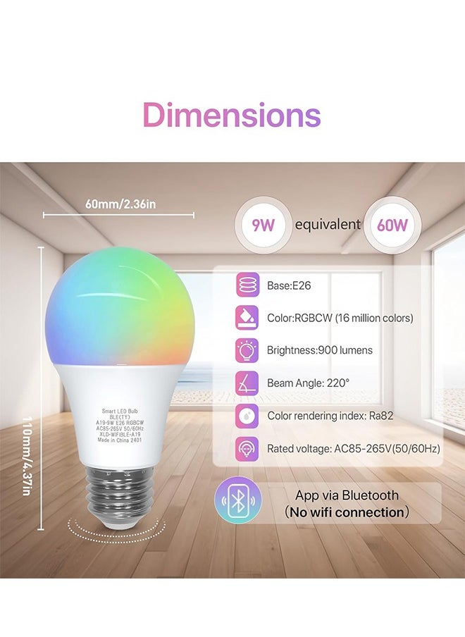 Lemon - 2 Pack Bluetooth Smart Bulb, 9W Light Bulb, LED home light bulb Compatible with Alexa, Echo - Google Home Assistant, Have Multi Colors - Image 1