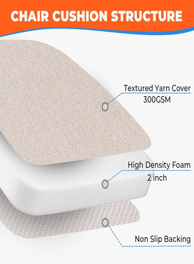 Sunsleek Chair Cushions for Dining Chairs, D-Shaped Seat Cushions with Removable Washable Cover and Ties, Chair Pads for Kitchen, Indoor Dining Room, Patio Chairs, 17'' x 16'', Set of 6, Beige - Image 4