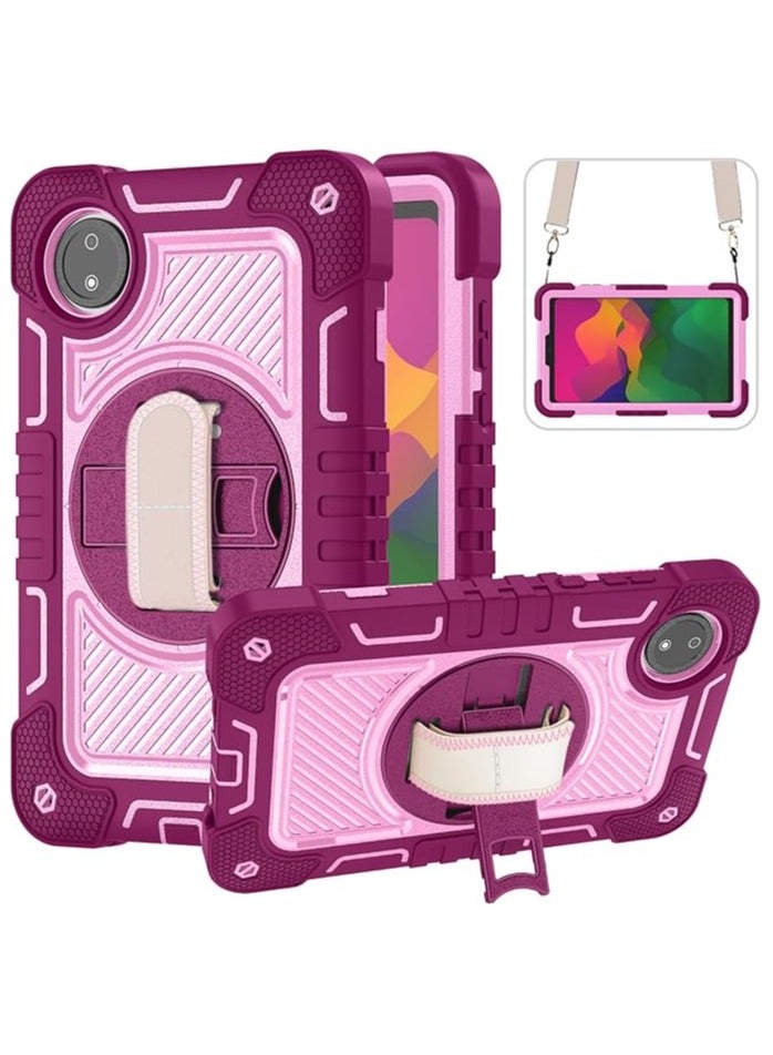 Case Compatible with Xiaomi Redmi Pad SE 8.7 Inch (2024), 3 In 1 Hybrid Shockproof Silicone Protective Tablet Cover with Stand and Shoulder Strap