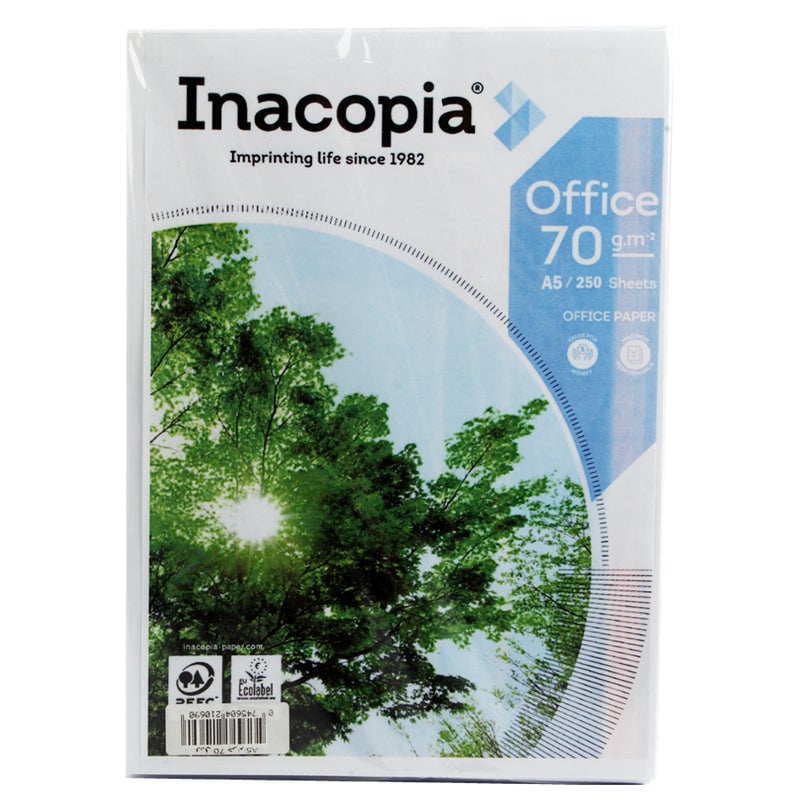 Inacopia Office photocopy paper ream 250 sheets 70 gsm A5