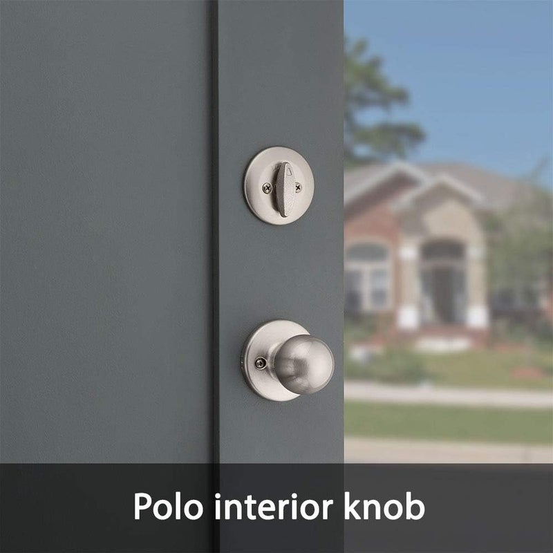 Kwikset Belleview Front Door Lock Handle and Deadbolt Set Entry Handleset Exterior with Interior Door Knob Satin Nickel Pick Resistant SmartKey Rekey Deadbolt Security - Image 4