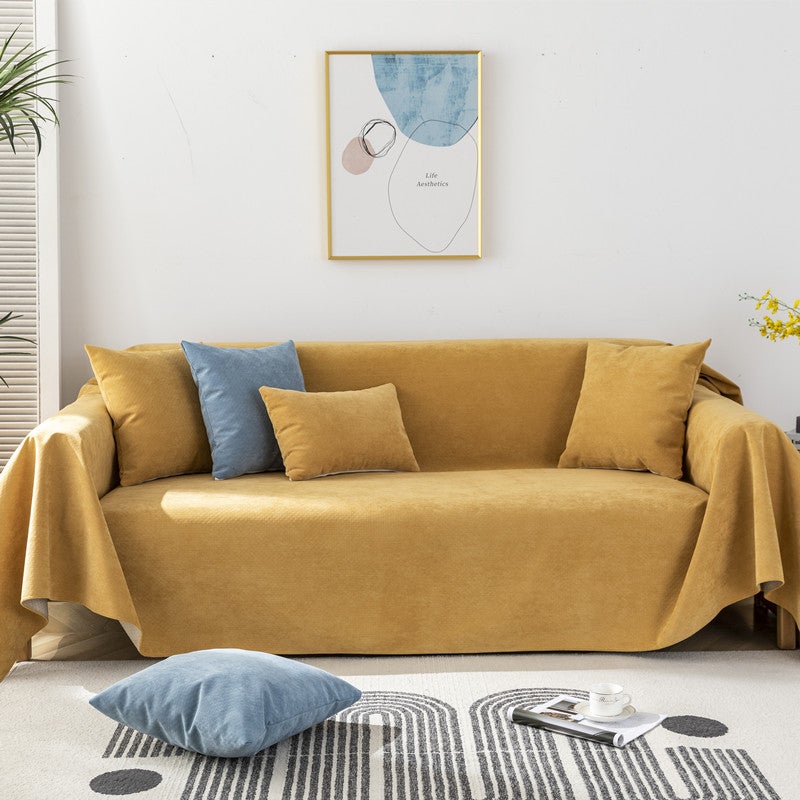 Four Seasons Universal Waterproof Solid Color Cut Velvet Sofa Cover Towel Factory Simple Non-Slip Anti-Urine Anti-Dirty Sofa Towel Cover - Image 1