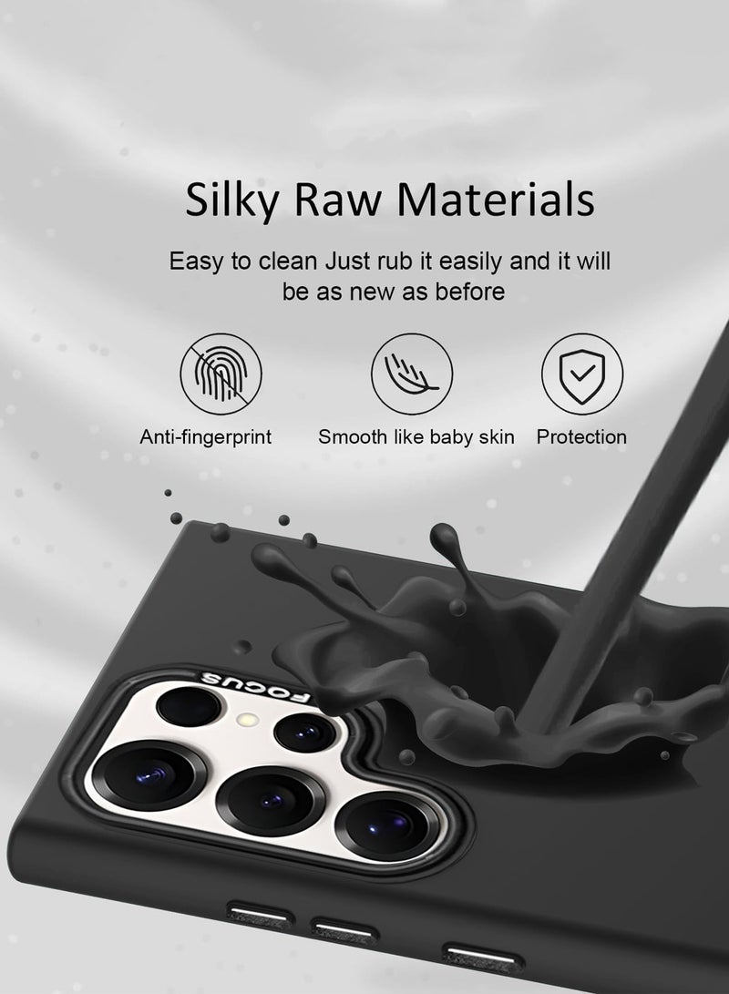 Wtech Samsung Galaxy S25 Ultra 5G 2025 Premium Liquid Silicone Compatible With Thin Magsafe Ring Case Cover - Black - Image 4