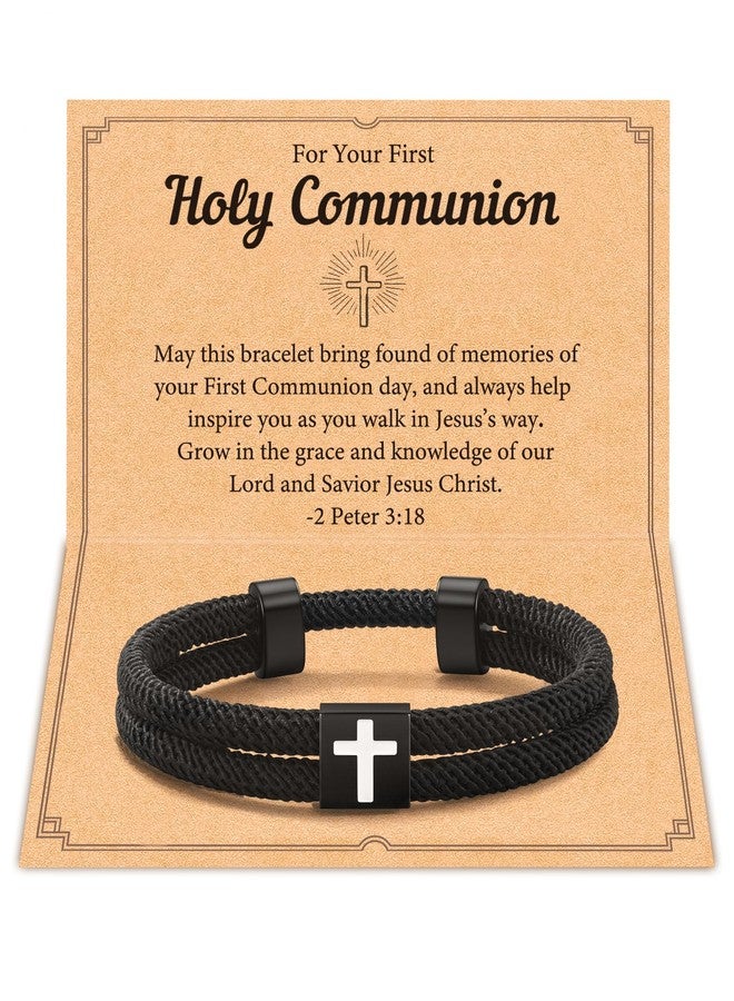 Shonyin First Communion Gifts for Boys, 1st First Holy Communion Decorations Gifts for Boys Catholic Cross Bracelet - Image 1