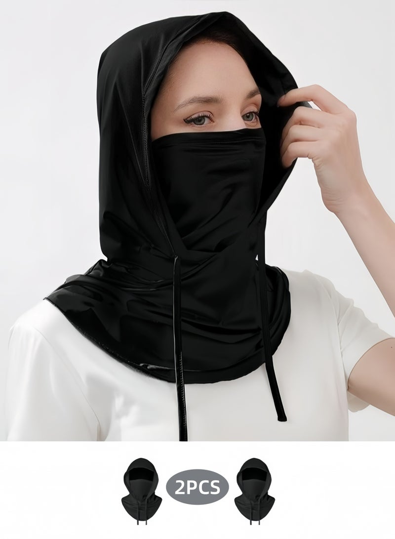 قناع وجه بالاكلافا (قطعتان) للحماية من الشمس والأشعة فوق البنفسجية، غطاء رأس قابل للتنفس، قناع كامل للرأس، مناسب للرجال والنساء، لركوب الدراجات والتزلج وصيد الأسماك - Image 1