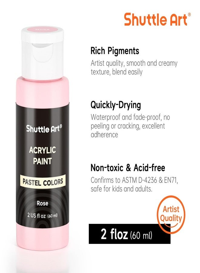 Shuttle Art 40 Pack Pastel Acrylic Paint Set, 30 Colors, 60ml/2oz Bottles, High Viscosity, Water-proof With 10 Paint Brushes for Painting &Crafting on Canvas, Rock, Ceramic, Fabric, Clay - Image 3