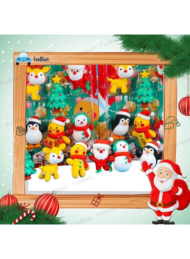 فنبلاست ممحاة عيد الميلاد المجيد من فن بلاست - هدية قرطاسية من ممحاة سانتا للأطفال، ممحاة كاواي للأطفال، هدايا عيد الميلاد، ممحاة لأطفال المدارس، هدايا عودة للأطفال (12) - Image 3