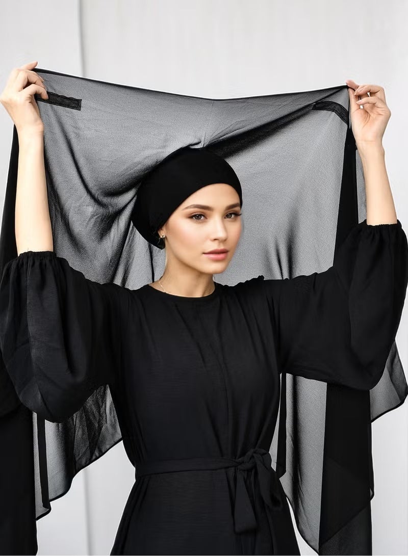 طقم حجاب شيفون فوري حجاب وشاح مع مغناطيسات مدمجة وغطاء رأس مع قبعة نموذجية - Image 1