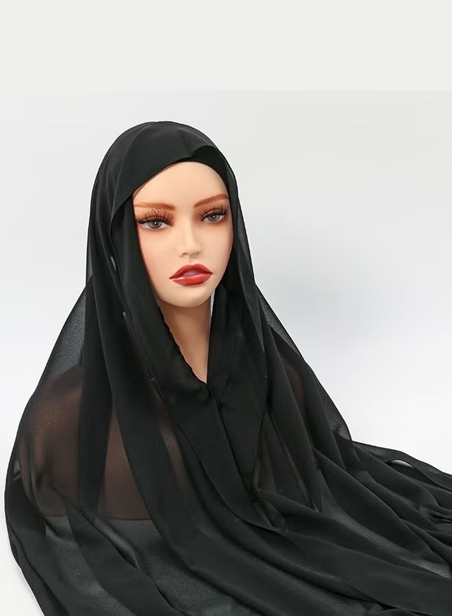 طقم حجاب شيفون فوري حجاب وشاح مع مغناطيسات مدمجة وغطاء رأس مع قبعة نموذجية - Image 3