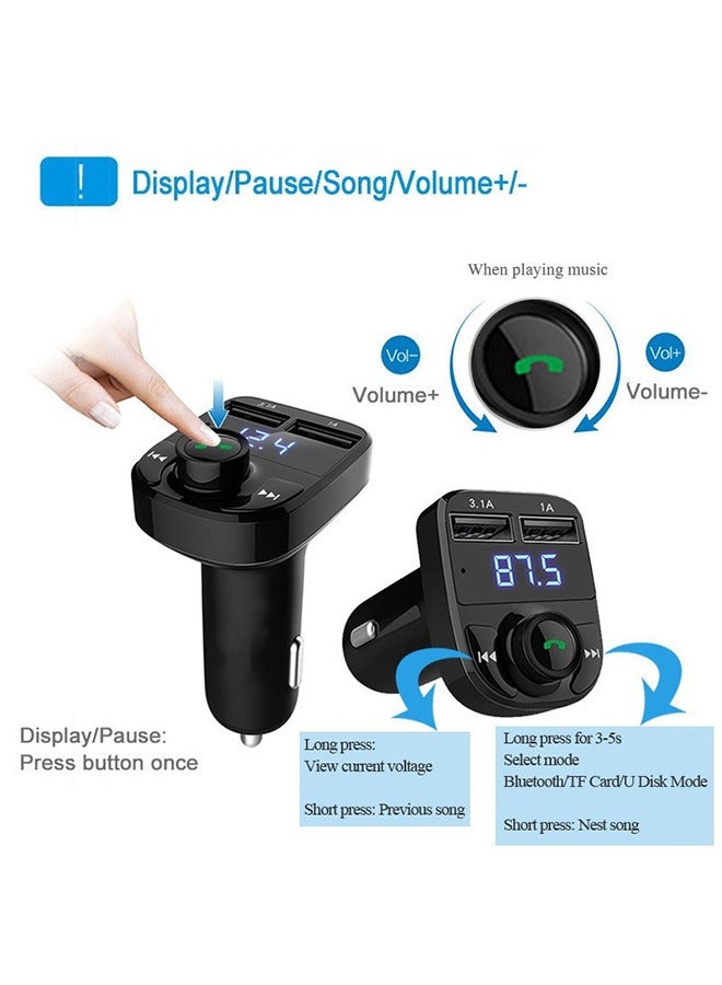 dida-cosmos Wireless Bluetooth FM Transmitter,Mp3 Music Stereo Adapter, Dual USB Port Charger Compatible with All Smartphones, black  - Image 5