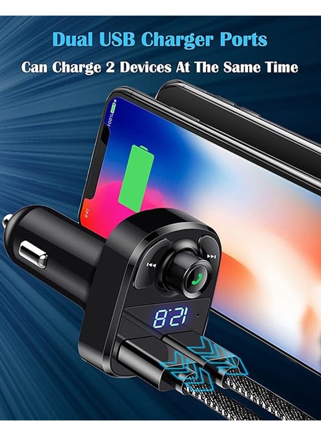 dida-cosmos Wireless Bluetooth FM Transmitter,Mp3 Music Stereo Adapter, Dual USB Port Charger Compatible with All Smartphones, black  - Image 3