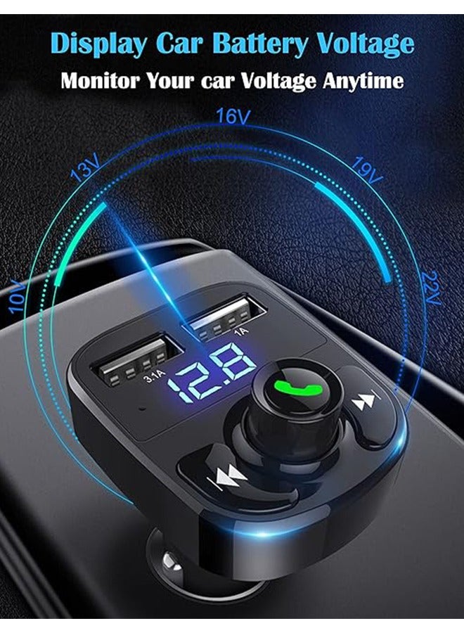 dida-cosmos Wireless Bluetooth FM Transmitter,Mp3 Music Stereo Adapter, Dual USB Port Charger Compatible with All Smartphones, black  - Image 2