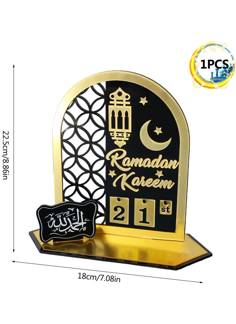 Eworld Ramadan Wooden Advent Calendar, Elegant Countdown Decoration with Acrylic Craft Ornaments for Home, Eid Celebrations, and Kids' Gifts, Featuring a 30-Day Countdown  - Image 2