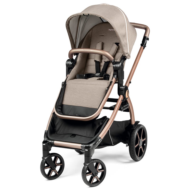 Peg Perego Ypsi Compact Single to Double Stroller Compatible with All Primo Viaggio Infant Car Seats Ypsi Bassinets Made in Italy Mon Amour Beige Pink Rose Gold