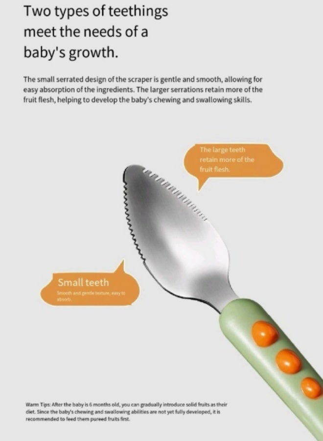 Portable Double-Headed Stainless Steel Silicone Fruit Puree Spoon, Fruit And Vegetable Auxiliary Food Spoon, Baby Two-Head Mud Scraper With Storage Box Blue - Image 3