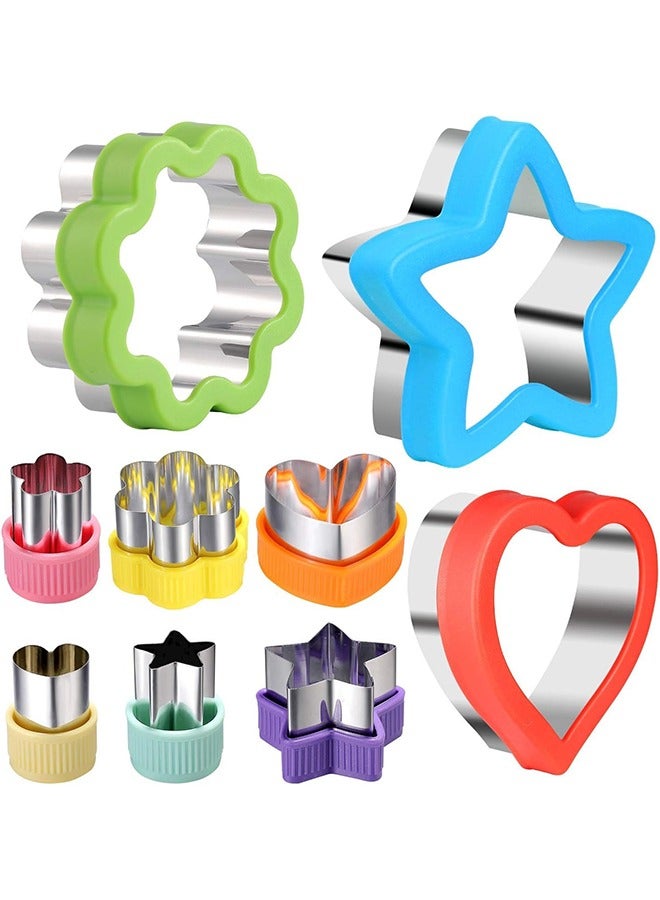 Cookie Cutter Set, 9 Pcs Stainless Steel Cookie Molds for Cakes Biscuits, and Sandwiches, Heart Star Flower Shapes Fruit Vegetable Mold for Kids Boys & Girls Adult