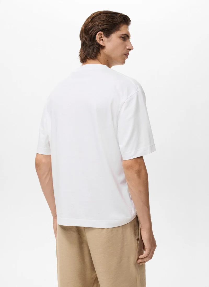 Mango Man T-shirt 100% cotton boxy fit pocket