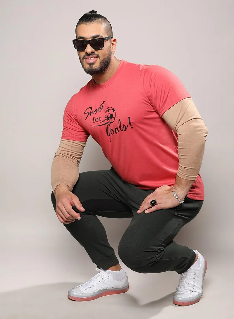 انستافاب بلس تيشيرت رجالي أحمر من إنستافاب بلس بتصميم    للمناسبات الكاجوال بياقة دائرية وأكمام طويلة وإغلاق بالسحب، مصنوع براحة فائقة للارتداء اليومي