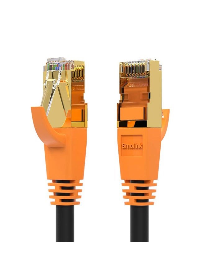 Smolink كابل إيثرنت 10 قدم، كابل إيثرنت فئة 8 عالي السرعة 40Gbps مع قابس مطلي بالذهب أسلاك محمية F/FTP موصل RJ45 كابل LAN لجهاز التوجيه، المودم، الألعاب، Xbox، PS4، PS5، أسود - Image 1