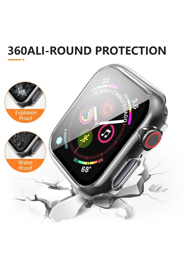 Mugust - 3 Pack Case for Apple Watch Series 3 42mm Hard PC Case with Tempered Glass Screen Protector Waterproof Anti-Scratch HD Ultra-Thin Full Protective Cover for iWatch 42mm (Transparent) - Image 1
