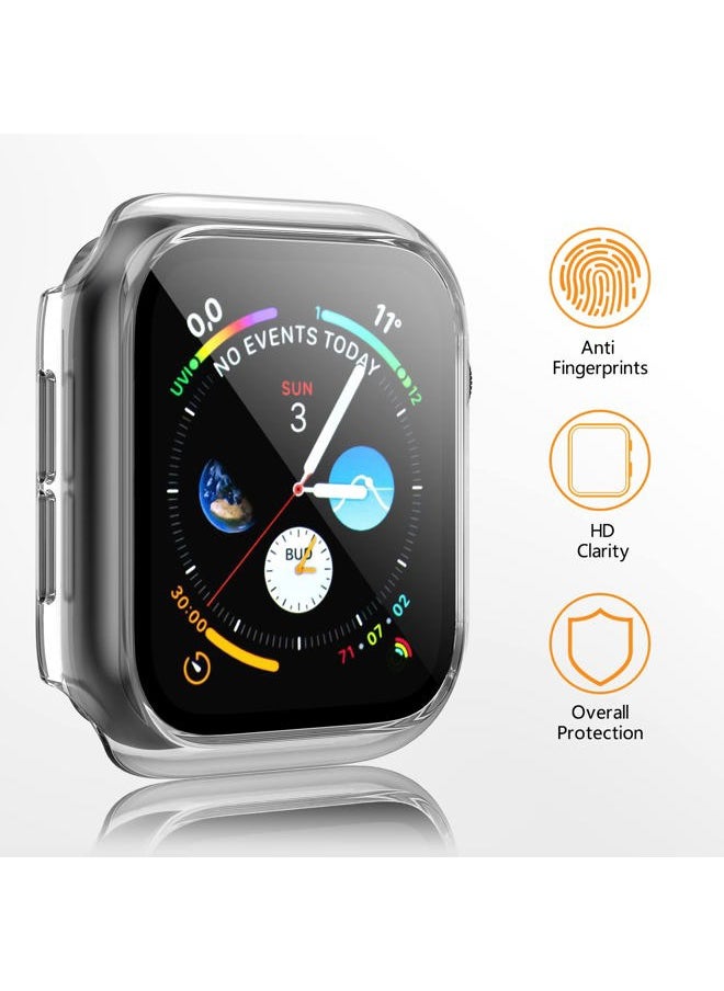 Mugust - 3 Pack Case for Apple Watch Series 3 42mm Hard PC Case with Tempered Glass Screen Protector Waterproof Anti-Scratch HD Ultra-Thin Full Protective Cover for iWatch 42mm (Transparent) - Image 1