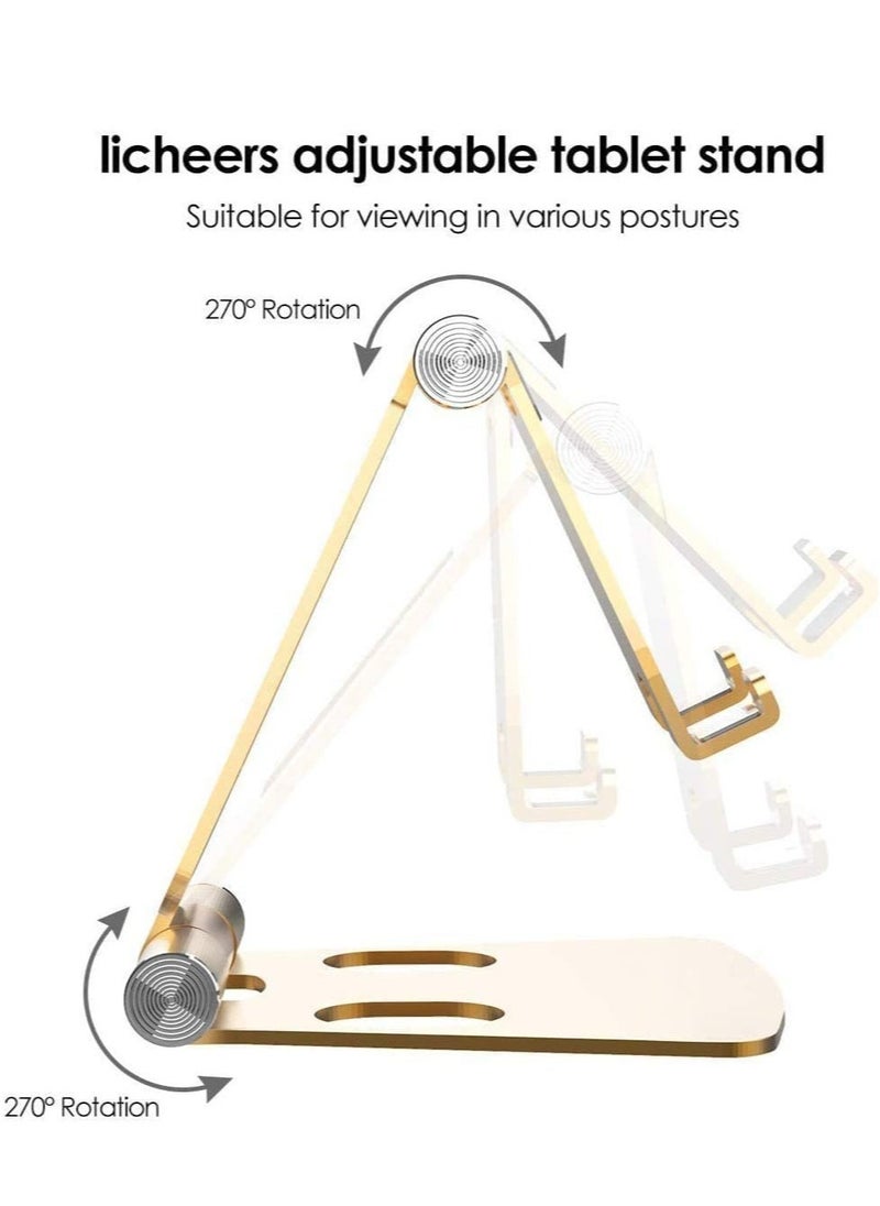 Raxoom Desktop Cell Phone Stand, Double Adjustable Mobile Phone Tablet Holder, Aluminum Portable Desk Stand for all mobile and tablet (golden) - Image 2