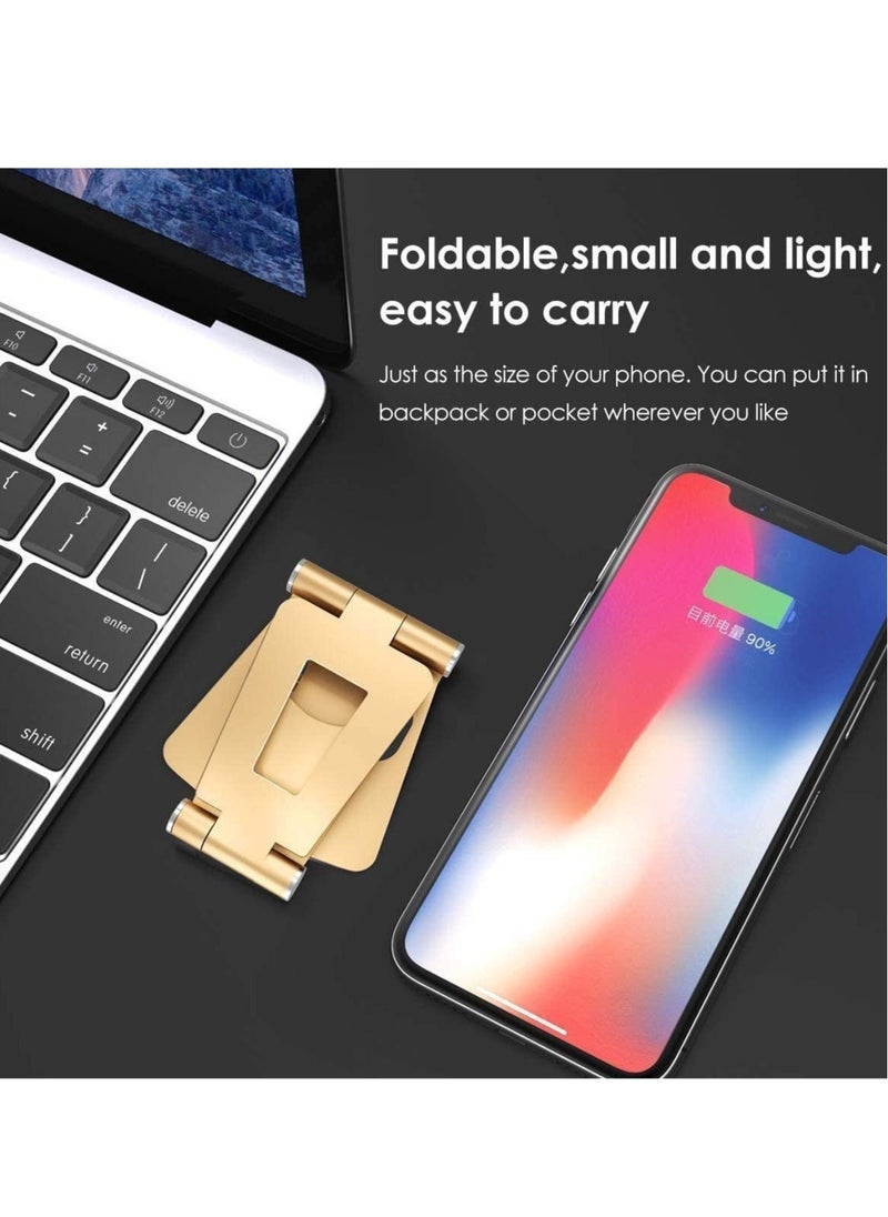 Raxoom Desktop Cell Phone Stand, Double Adjustable Mobile Phone Tablet Holder, Aluminum Portable Desk Stand for all mobile and tablet (golden) - Image 5