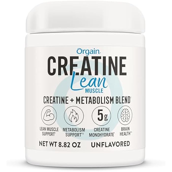 Orgain Micronized Creatine Monohydrate Lean Muscle Powder with Metabolism Blend, Unflavored, 50 Servings, Supports Muscle Strength and Brain Health, No Dairy or Soy, Gluten Free, Vegan - Image 1