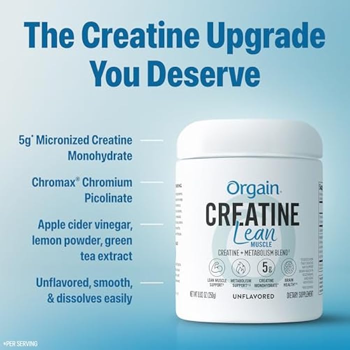 Orgain Micronized Creatine Monohydrate Lean Muscle Powder with Metabolism Blend, Unflavored, 50 Servings, Supports Muscle Strength and Brain Health, No Dairy or Soy, Gluten Free, Vegan - Image 4