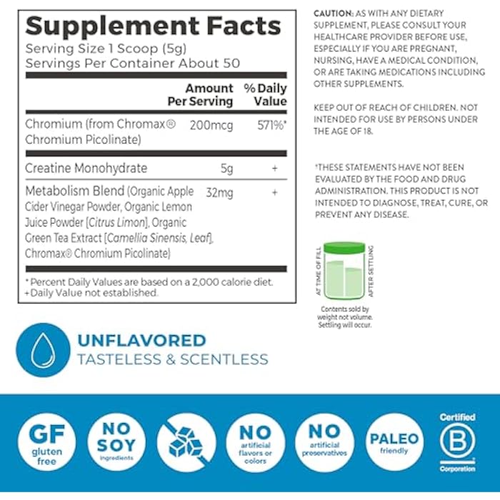 Orgain Micronized Creatine Monohydrate Lean Muscle Powder with Metabolism Blend, Unflavored, 50 Servings, Supports Muscle Strength and Brain Health, No Dairy or Soy, Gluten Free, Vegan - Image 2