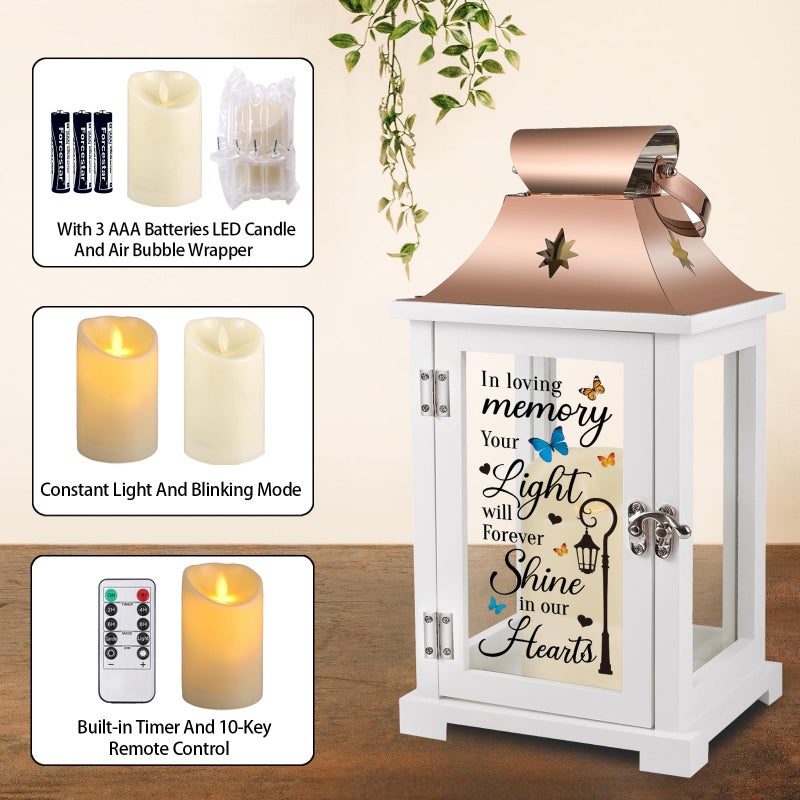 liantudy Memorial Lantern, Sympathy Gifts for Loss of Mom/Dad/Loved One, Bereavement Gifts, in Memory of Loved One Lantern,Celebration of Life, Memorial Gifts, Funeral Lantern, in Loving Memory Your Light ... - Image 5
