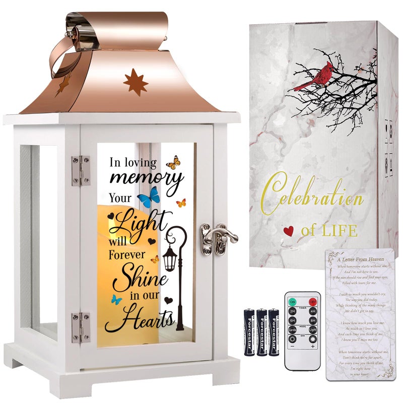 liantudy Memorial Lantern, Sympathy Gifts for Loss of Mom/Dad/Loved One, Bereavement Gifts, in Memory of Loved One Lantern,Celebration of Life, Memorial Gifts, Funeral Lantern, in Loving Memory Your Light ... - Image 1