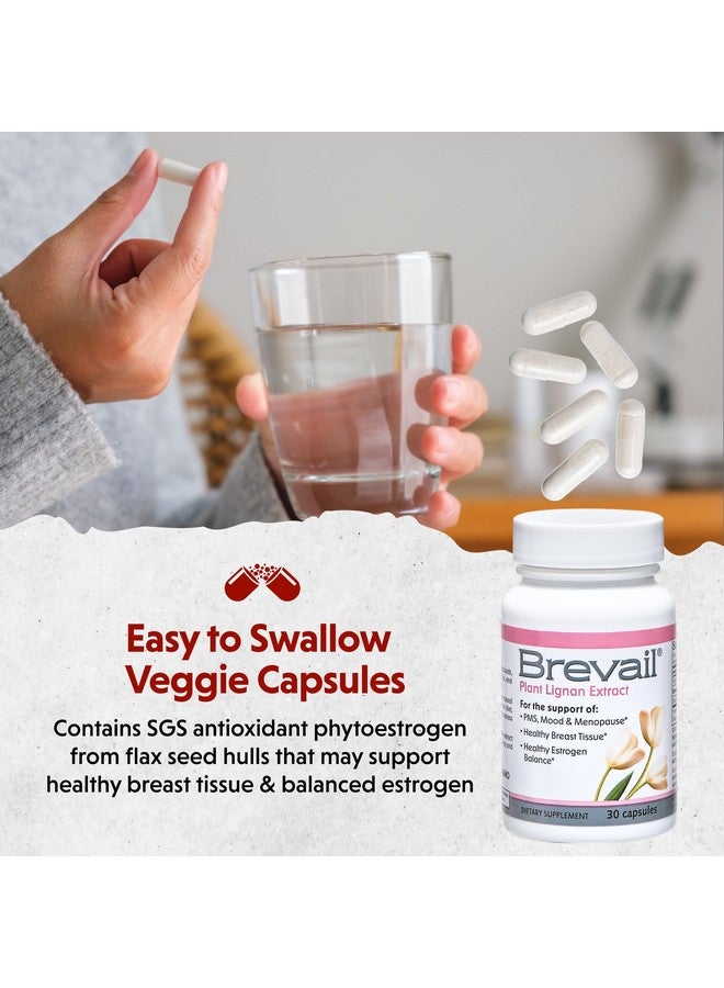 BARLEAN'S Brevail Plant Lignan Extract Capsules, Proactive Breast Health Supplement with 50 mg SDG Lignans from Flax Seed Hulls for Healthy Estrogen Balance and PMS Mood Support Pills, 30 Count - Image 3