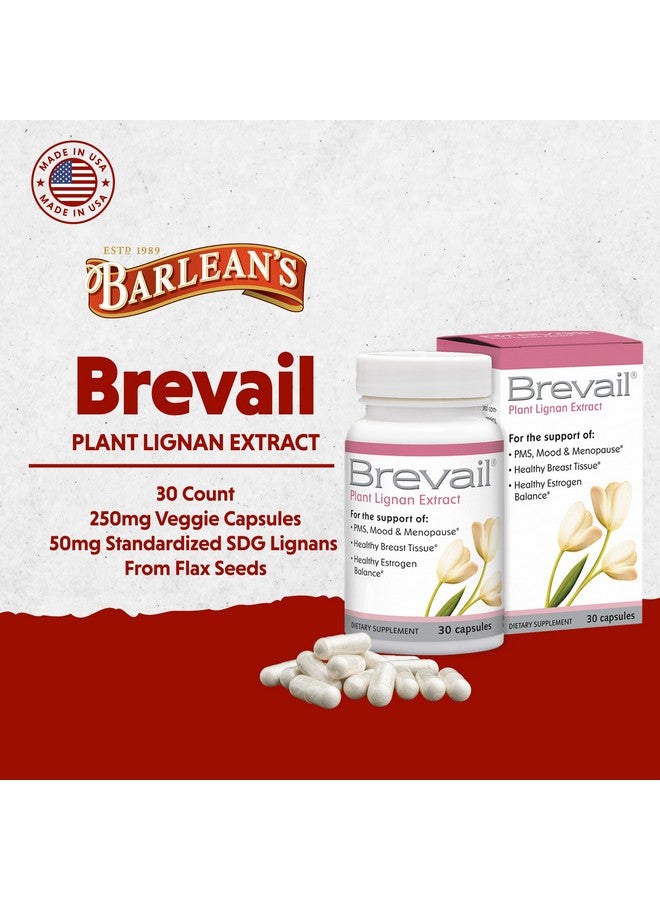 BARLEAN'S Brevail Plant Lignan Extract Capsules, Proactive Breast Health Supplement with 50 mg SDG Lignans from Flax Seed Hulls for Healthy Estrogen Balance and PMS Mood Support Pills, 30 Count - Image 2