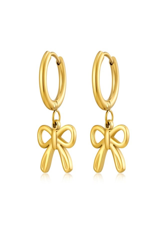 Dcfywl731 Bow Earrings for Women Gold Bowknot Hoop Earrings Wedding Prom Jewelry Christmas Gifts Trendy Stuff - Image 1