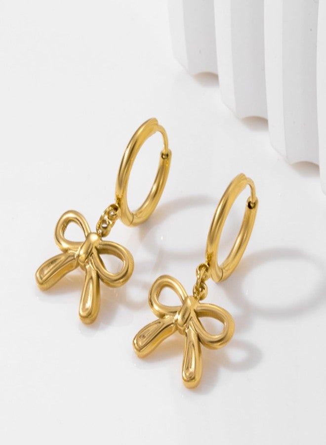 Dcfywl731 Bow Earrings for Women Gold Bowknot Hoop Earrings Wedding Prom Jewelry Christmas Gifts Trendy Stuff - Image 4