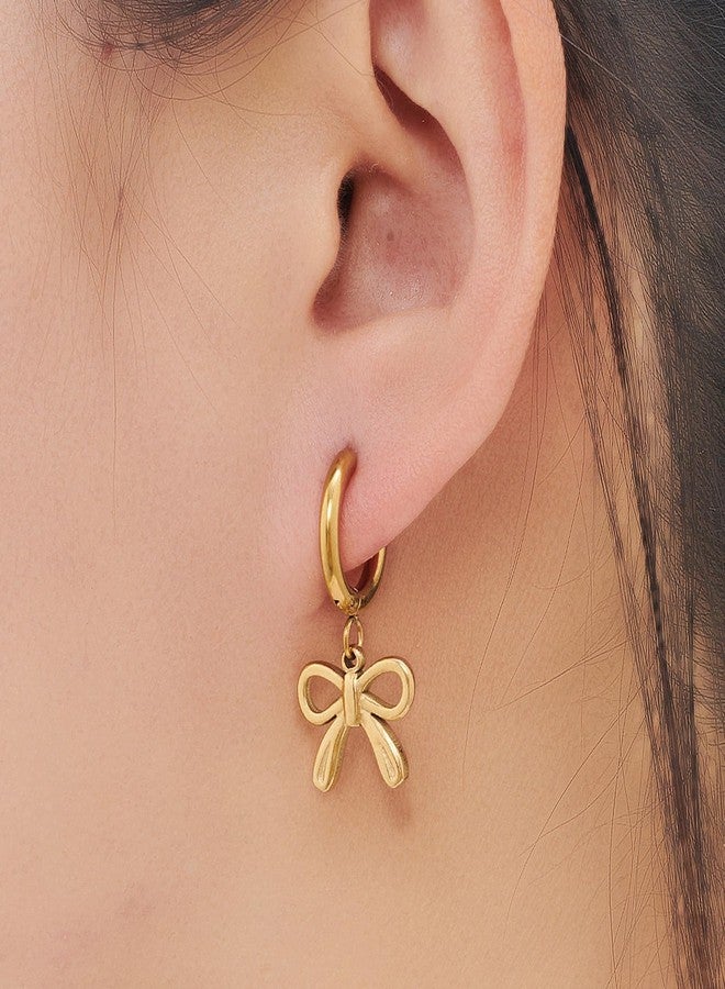 Dcfywl731 Bow Earrings for Women Gold Bowknot Hoop Earrings Wedding Prom Jewelry Christmas Gifts Trendy Stuff - Image 2