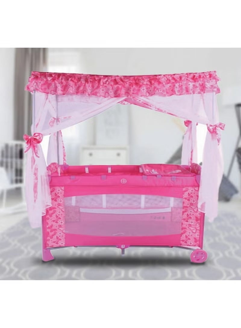 Baby bed with mosquito net - pink - Image 1