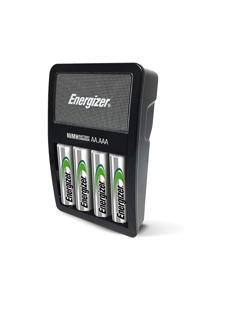 Energizer Rechargeable Aa And Aaa Battery Charger Recharge Value With 4 Aa Nimh Rechargeable Batteries Black 50608 Value Charger w4-AA - Image 1
