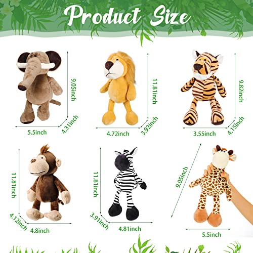 Zhanmai 6 Pieces Safari Stuffed Animals Plush Jungle Animal Toys Set for Boys Girls, Lion Elephant Zebra Giraffe Tiger Monkey for Animal Themed Parties Student Award Christmas (Cute Style) - Image 2