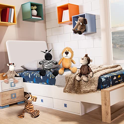 Zhanmai 6 Pieces Safari Stuffed Animals Plush Jungle Animal Toys Set for Boys Girls, Lion Elephant Zebra Giraffe Tiger Monkey for Animal Themed Parties Student Award Christmas (Cute Style) - Image 5
