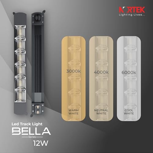 Nortek Bella+ 12W Track Light | LED Spot Light for Ceiling, Focus Lights for Wall & False Ceiling | Adjustable Track Lights for Home, Showroom | Modern Spotlight Design – Warm White, 1 - Image 3